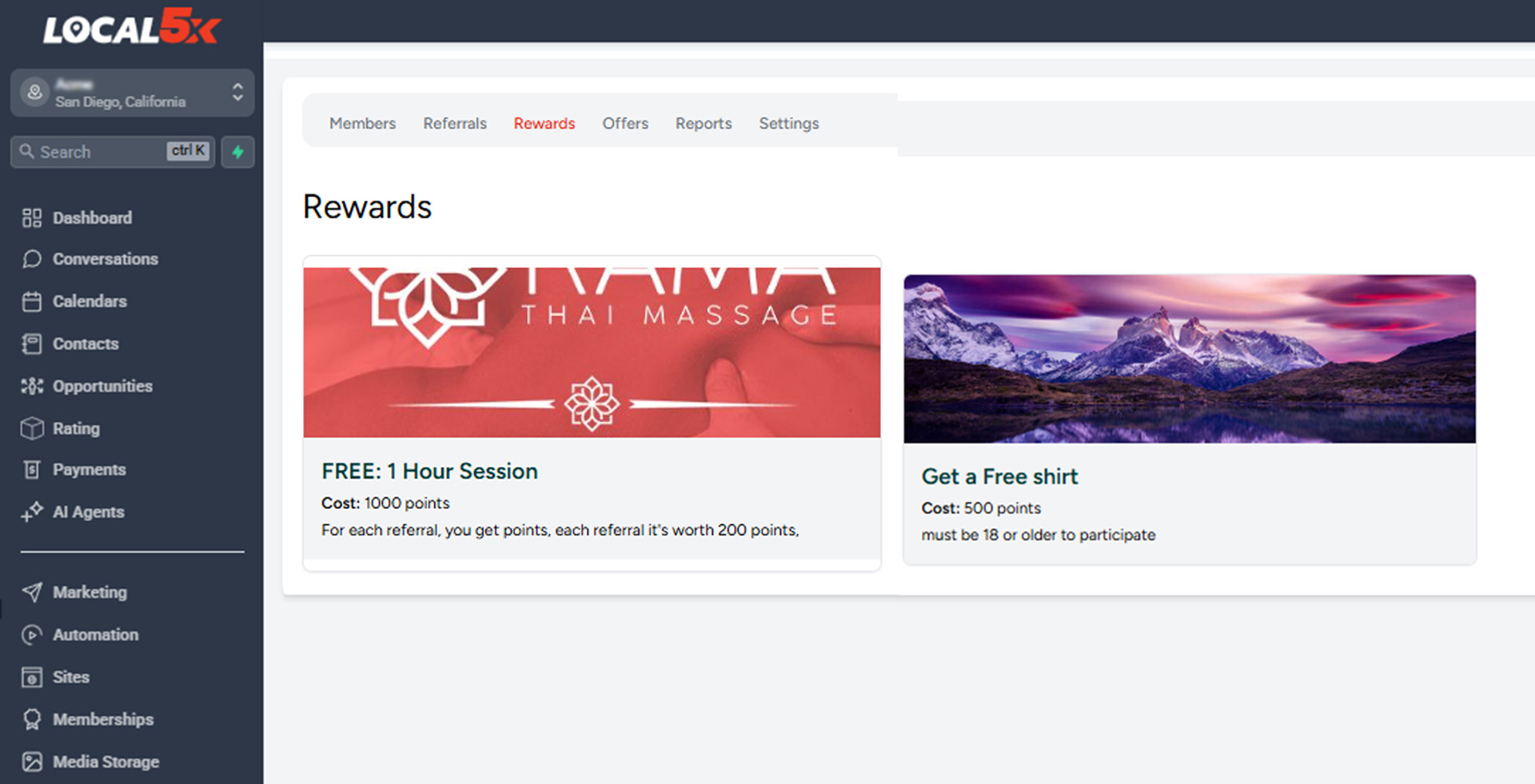 Rewards close up